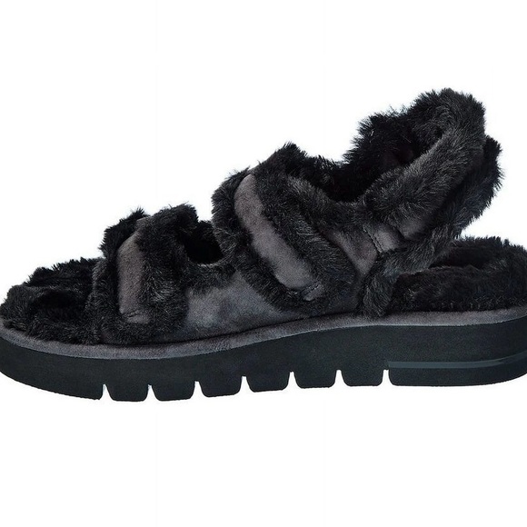 Stuart Weitzman Zoe Lift Chill Furry Sandals Black NEW IN BOX - Picture 13 of 14